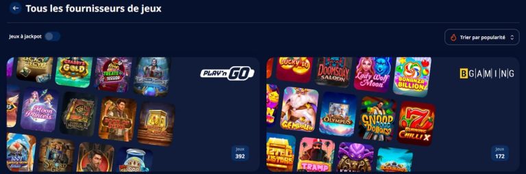 Monro Casino fournisseurs